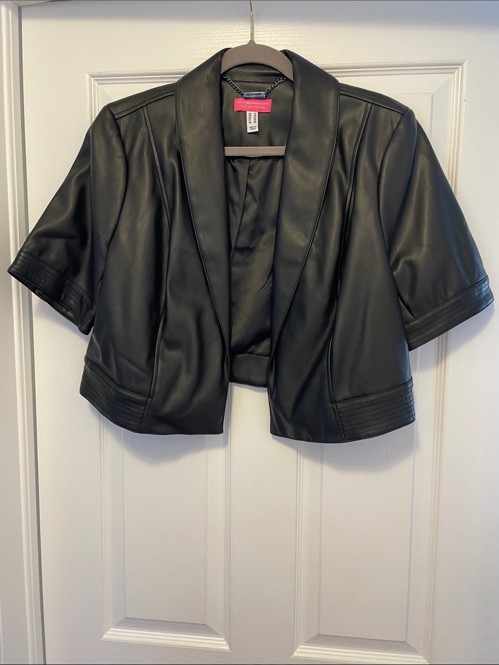 Isaac Mizrahi Live! Special Edition Faux Leather Cropped Jacket